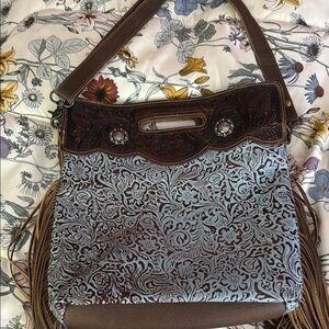 Myra  Brown and Blue Women's Bag